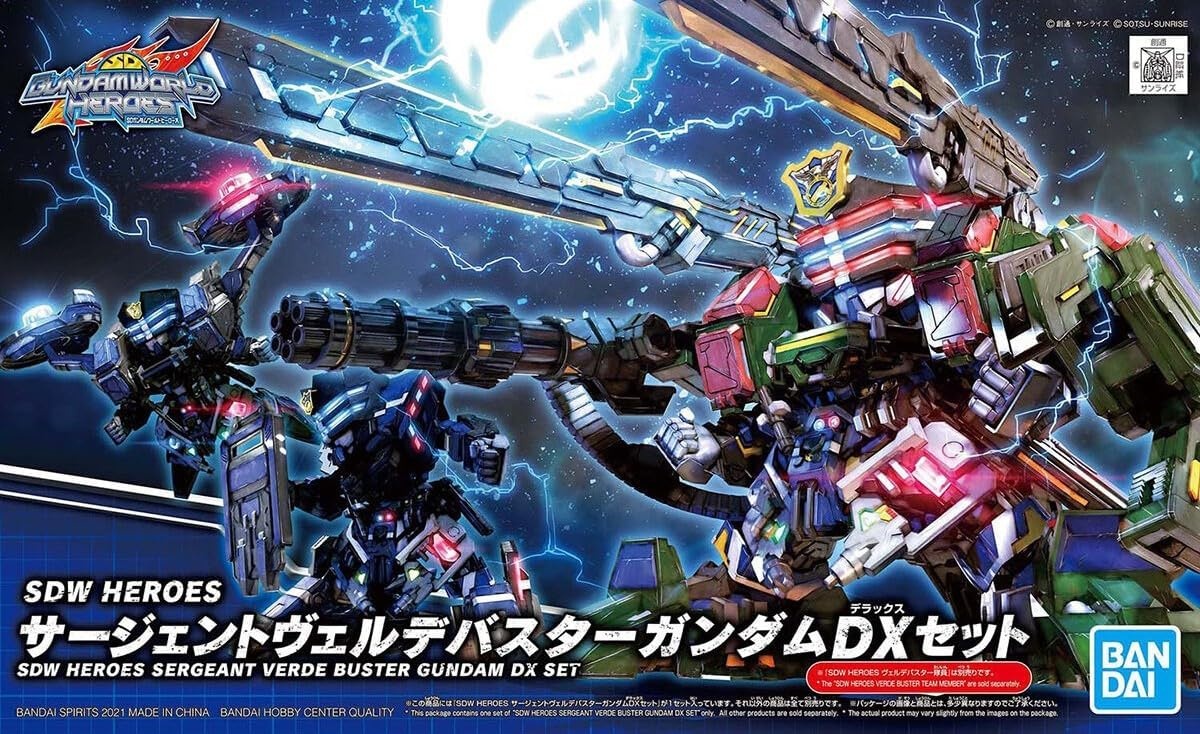 Bandai Hobby – SD Gundam World Heroes – Sergeant Verde Buster Gundam (Dx Set), Bandai Spirits Model Kit(Sargent Verde Buster Gundam DX Set)