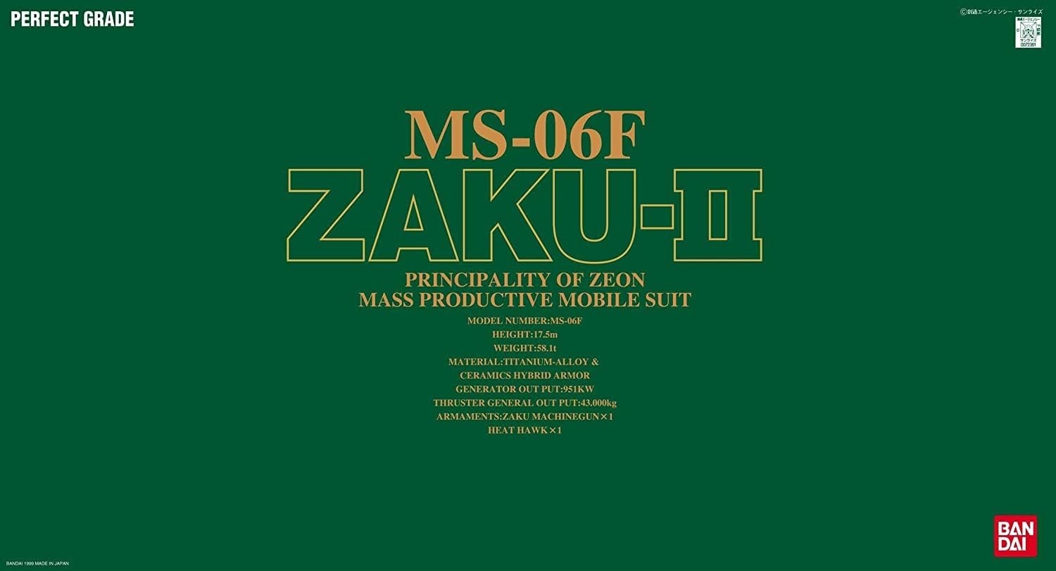 Bandai Hobby – Mobile Suit Gundam – MS-06F Zaku II Green PG Model Kit