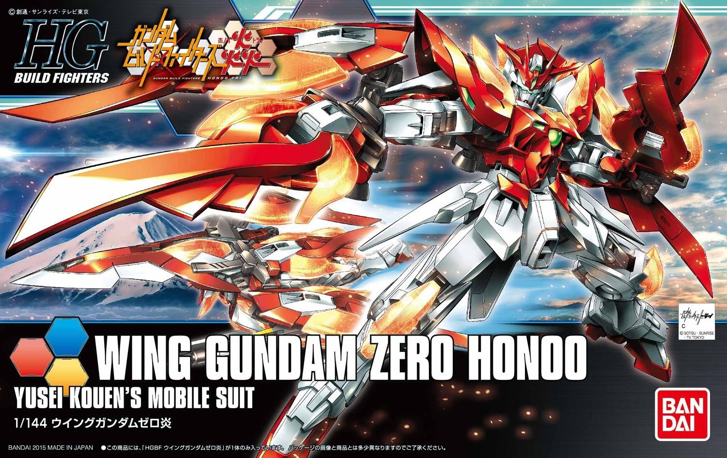 BANDAI Hobby HGBF Wing Gundam Zero Flame (Honoo) Gundam Build Fighters Model Kit, 1/144 Scale