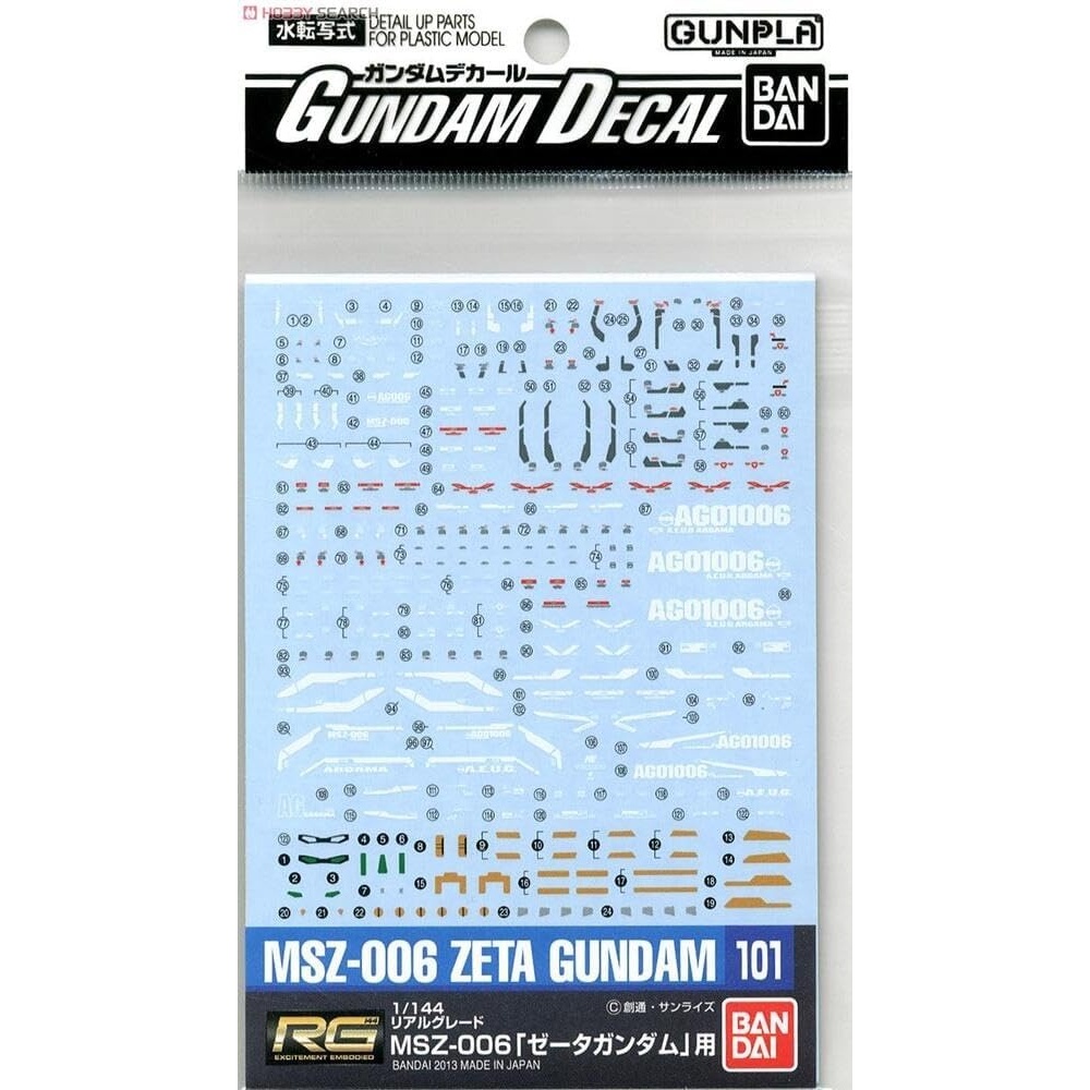 BANDAI Hobby GD-101 RG Zeta Gundam Decal (Bag/6)