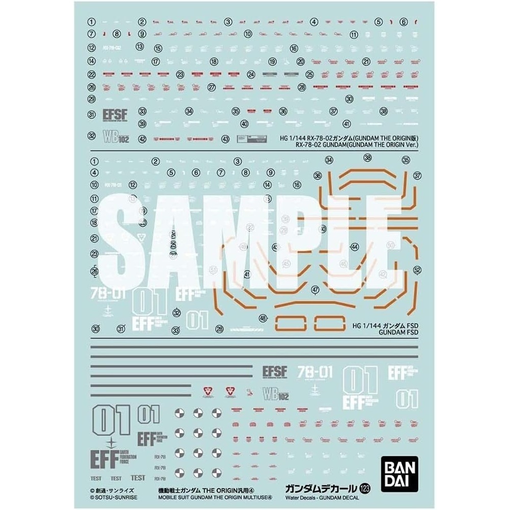 Bandai Hobby – Gundam The Origin – GD-123 MS Multi-Use 4, Bandai Spirits Water-Slide Decals