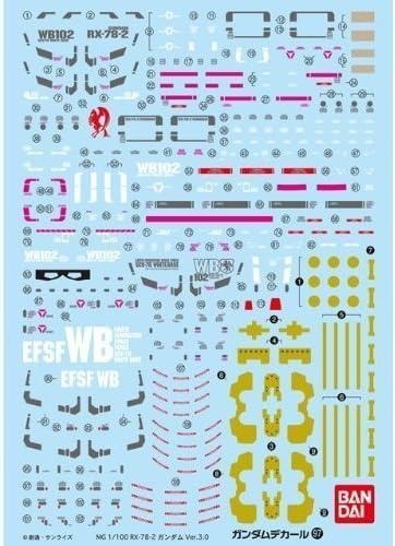 BANDAI Hobby GD-97 MG Gundam Ver. 3.0 Decal (Bag/6)