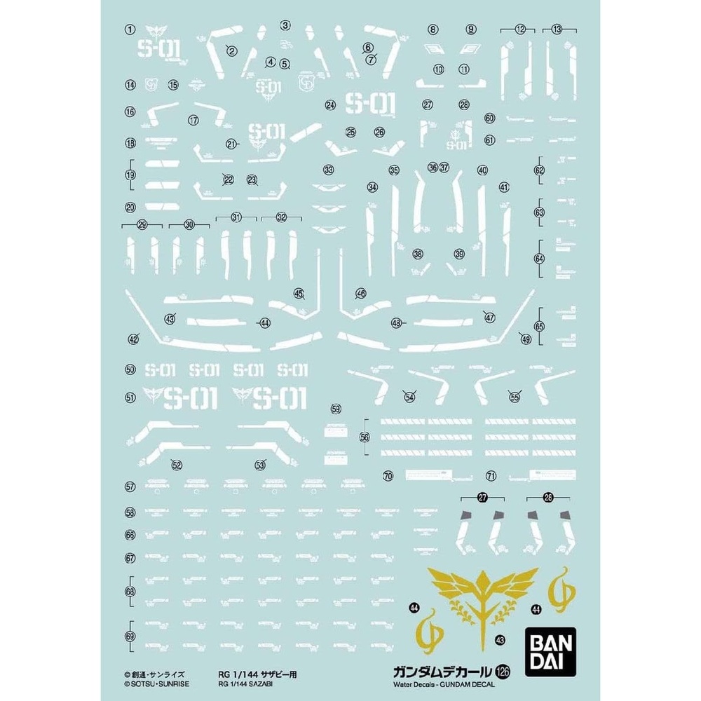 Bandai Hobby – 30 Minute Missions – Water Decals, Bandai Spirits Water-Slide Decals(Char’s Counterattack Rg Sazabi)