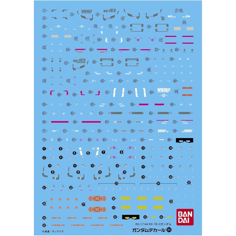 Bandai Hobby – 30 Minute Missions – Water Decals, Bandai Spirits Water-Slide Decals(Mobile Suit Gundam Rg Rx-78-2 Gundam)