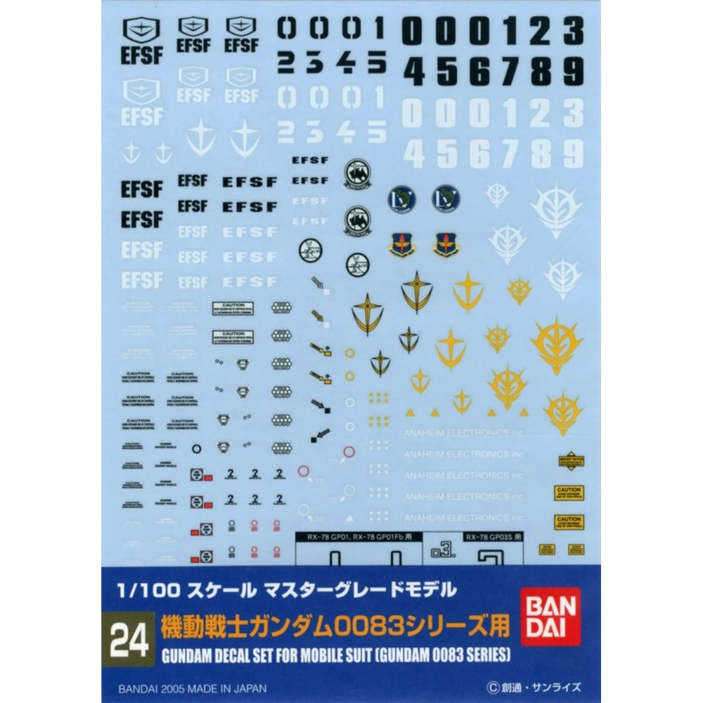 Bandai Hobby – GD-24 MG Gundam 0083 Multi-Use Decal, Bandai Spirits Hobby