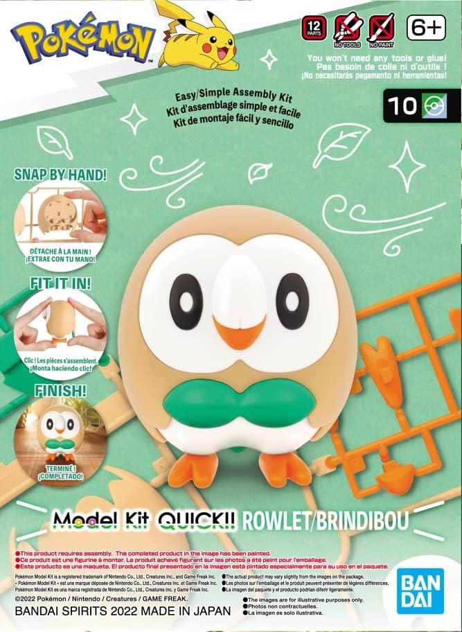 Bandai Hobby – Pokémon – #10 Rowlet, Bandai Spirits Pokémon Quick   Model Kit
