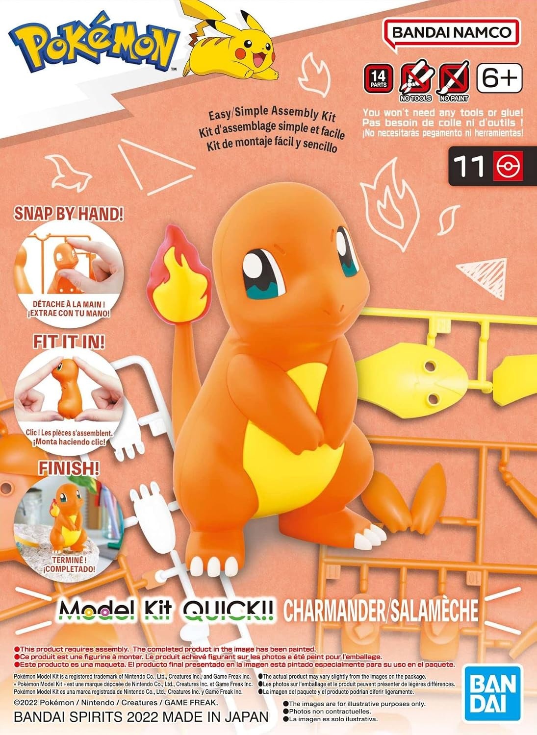BANDAI Hobby – Pokémon – #11 Charmander Pokémon Quick  Model Kit