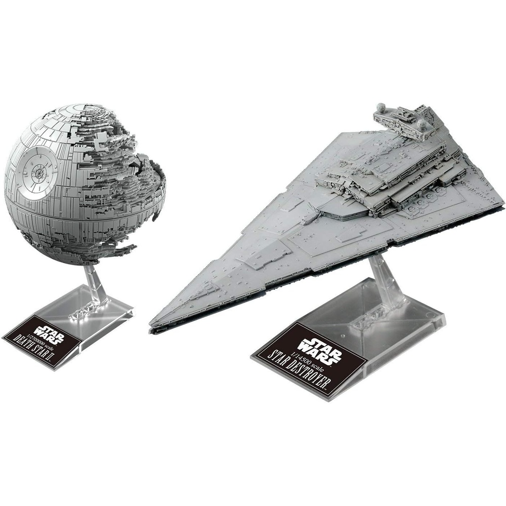 Bandai Hobby Star Wars Plastic Model Death Star II 1/2,700,000 & Star Destroyer 1/14,500 Star Wars, White