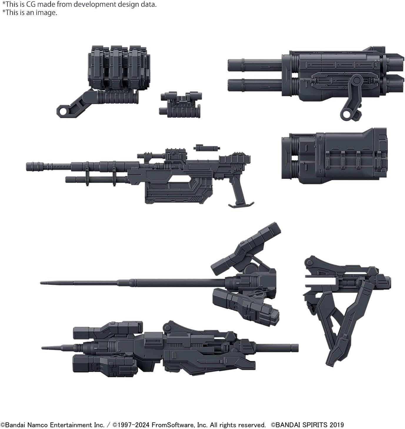 Bandai Hobby – Armored Core VI Fires of Rubicon – #02 Option Parts Set – Weapon Set 02 30 MM 1/144 Model Kit