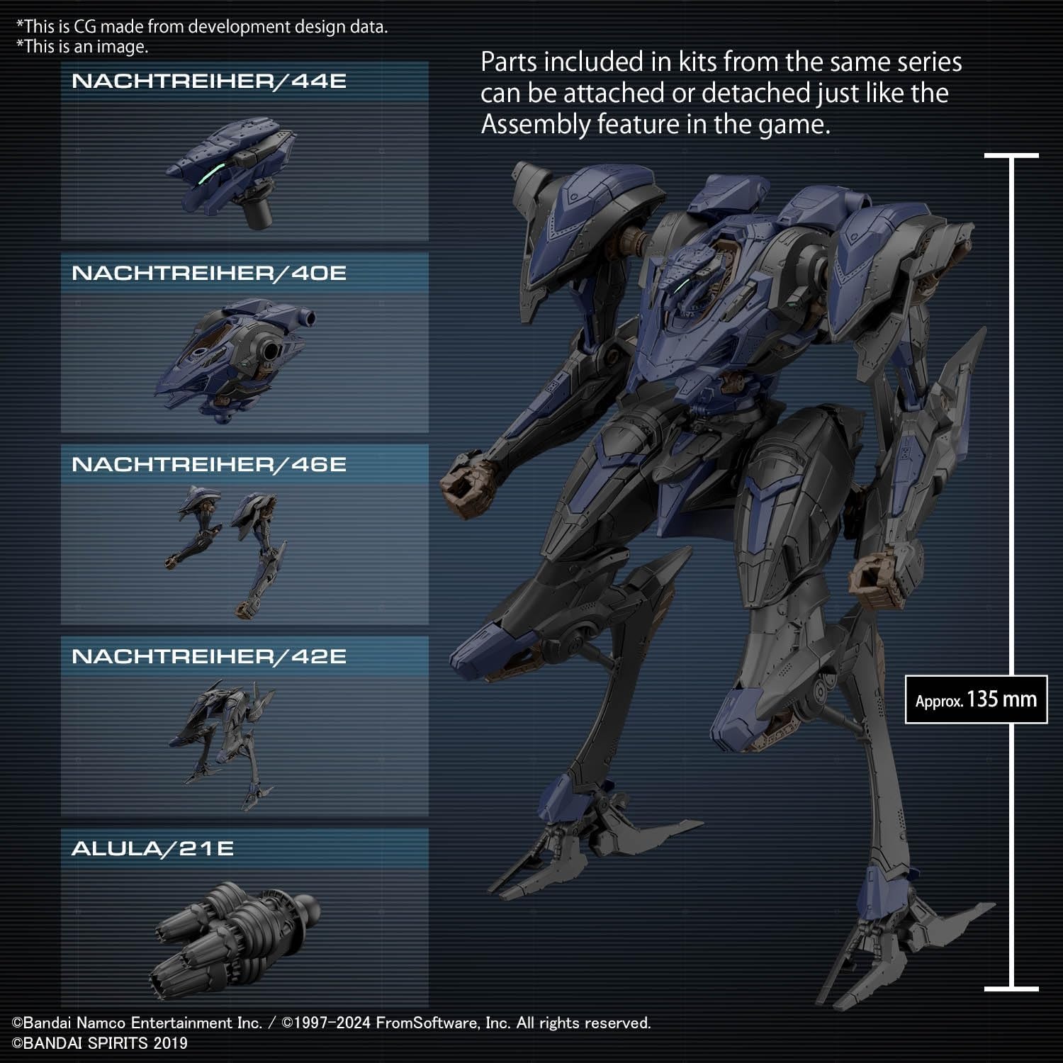 Bandai Hobby – Armored Core VI Fires of Rubicon – #01 Option Parts Set Armored Core VI Fires for Rubicon Weapon Set 01 30 MM 1/144 Model Kit(#02 Schneiber Nachthreiher/40e Steel Haze)